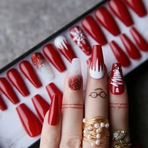 Artificial Coffin Christmas Bling Nails